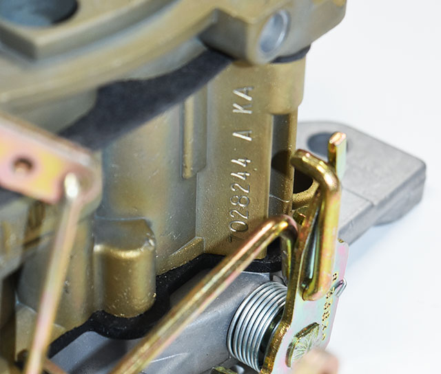 Typical Rochester carburetor number - Buick Quadrajet 7028244 shown