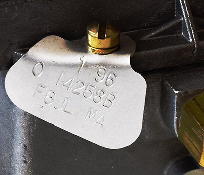 Zenith model 33 carburetor number 14258 tag