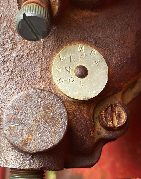 Typical Zenith carburetor number - Model 62 number 10444 shown