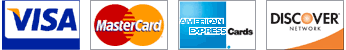 We accept VISA, Mastercard, AMEX, Discover