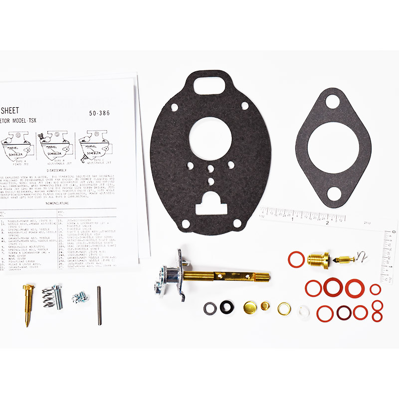 Carb kit with throttle shaft for Allis Chalmers WD45, D17. Interchange C528 ,A 611246, AMSCK26, A-MSCK26, 856436 part number ck6684