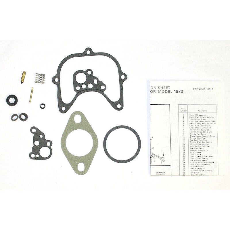 1965-1974 Ford 3 cylinder tractor, Allis Chalmers, Ford industrial Holley 1970 aluminum updraft carburetor kit part number ck7076