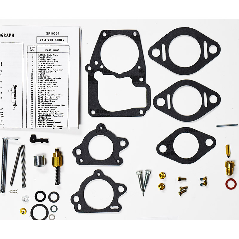 Zenith 28 and 228 carburetor repair kit with solid pump and power valve actuator. For GMC and other applications. Zenith part number ck9002