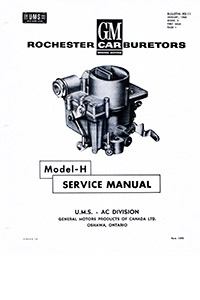 Rochester Model H Corvair Carburetor Service Manual eBook pdf part number cm012