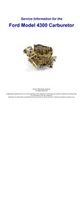 Ford/ Autolite / Motorcraft 4300A, 1968-1978 Ford, Lincoln, Mercury, AMC Carburetor Service Manual eBook pdf part number cm043