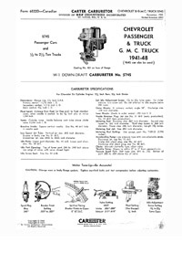 Carter W-1 1941-1948 Chevrolet Carburetor Service Manual ebook pdf part number cm427