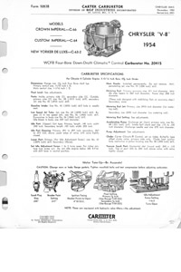 Carter WCFB Buick, Chevrolet, Chrysler, De Soto, Diamond T, Dodge, Oldsmobile, Owens Marine, Packard Plymouth, Pontiac, REO, Studebaker Carburetor Service Manual