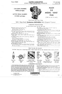 Carter WA-1 1940-1942 Hudson, 1941-1945 Studebaker (including military), 1946-1951 Nash Carburetor Service Manual