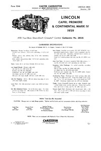 Carter AFB 1958-1968 Lincoln Carburetor Service Manual