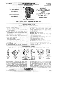 Carter WA-1 1946-1949 Willys Carburetor Service Manual ebook pdf part number cm511