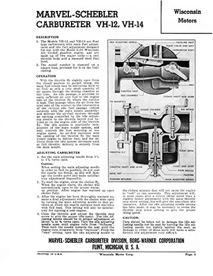 Marvel-Schebler VH Carburetor Service Manual eBook pdf part number cm6008