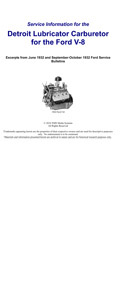 Detroit Lubricator 1932-1933 V-8 Carburetor Service Manual eBook pdf part number cm740