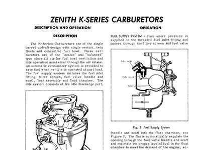 Zenith K-Series Carburetor Service Manual eBook pdf part number cm977